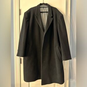 WEATHERPROOF Wool Black Coat Overcoat Mens 54L LINED